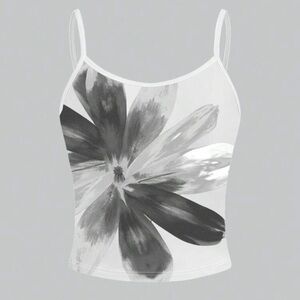 Chic Nation Black and White Fitted Crop Camisole